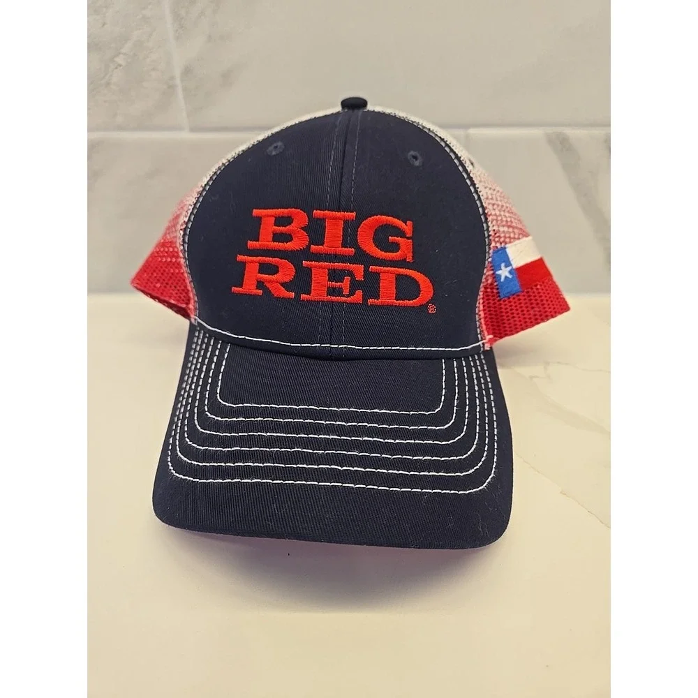 Big‎ Red Logo Embroidered Mesh Cap Navy Red Snapback Hat